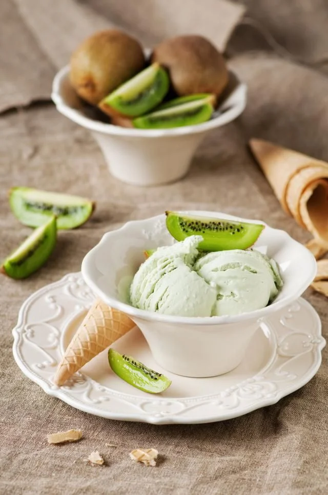 Helado casero de kiwi