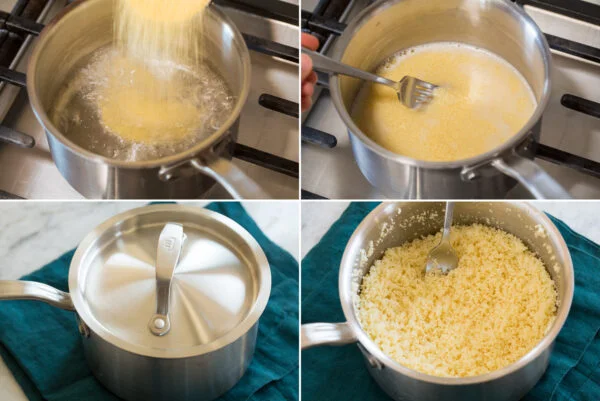 طرز تهیه سالاد کوس کوس مخصوص برای 5 نفر 3 آموزش طرز تهیه سالاد کوس کوس مرحله اول