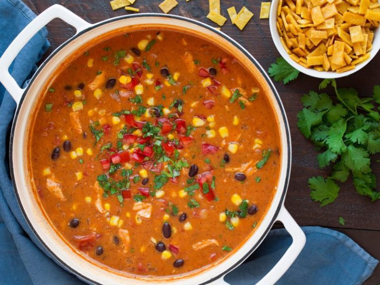 طرز تهیه سوپ انچیلادا پنیری مرغ مخصوص