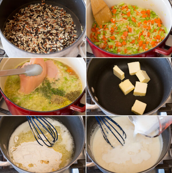 آموزش طرز تهیه سوپ مرغ و برنج خامه ای مرحله دوم