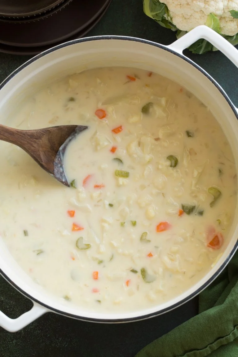 Valor nutricional da sopa creme de couve-flor