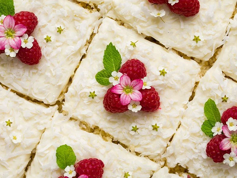 طرز تهیه انواع کیک: آموزش کامل بیش از 200 نوع کیک خانگی 135 طرز تهیه کیک تخته ای نارگیلی مخصوص