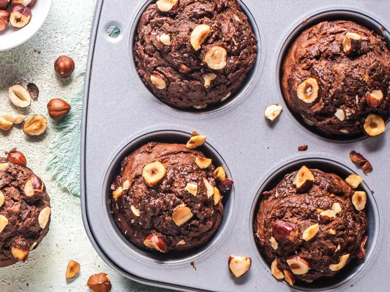 Hazelnut and chocolate muffins