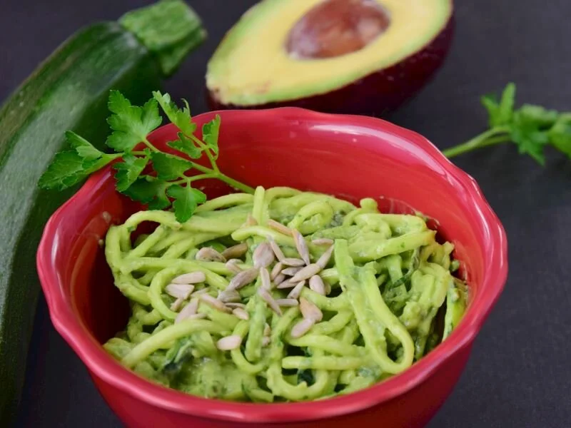 Zucchini and avocado pasta for diabetics 1 person 4 Nutritional value of zucchini and avocado pasta