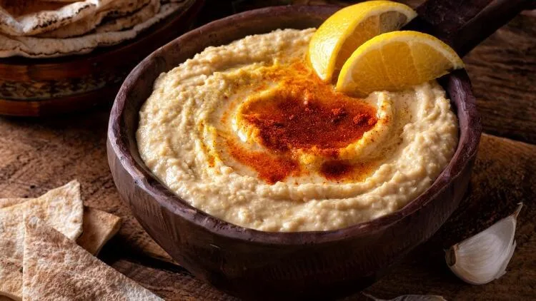 Ingredients for making hummus with wholemeal lavash