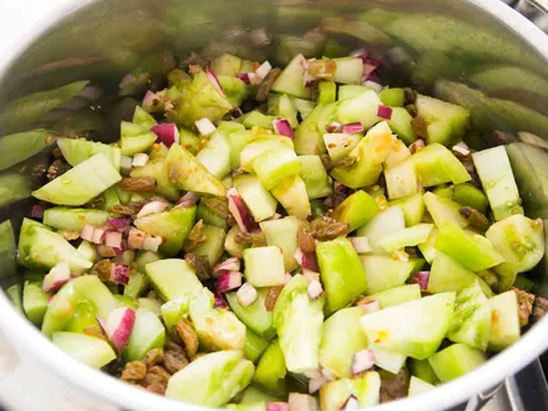 طرز تهیه ترشی گوجه فرنگی سبز 4 نفره خوشمزه 3 پخت مواد برای تهیه ترشی گوجه فرنگی سبز