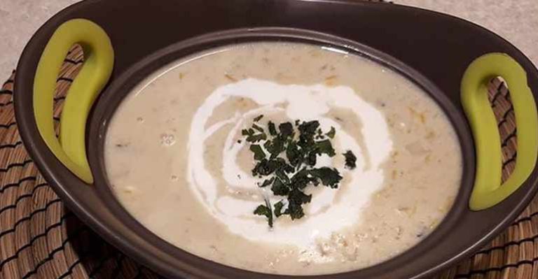 طرز تهیه سوپ قارچ و جو مجلسی رستورانی 4 نفره