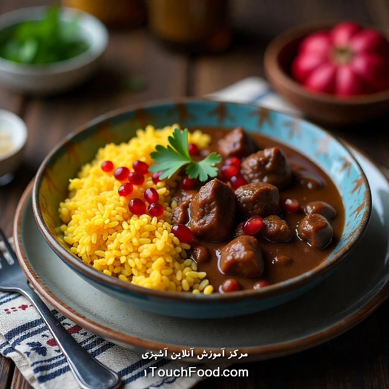 طرز تهیه خورشت فسنجان با گوشت ساده و سریع، در ۲ ساعت 7 نحوه سرو خورشت فسنجان