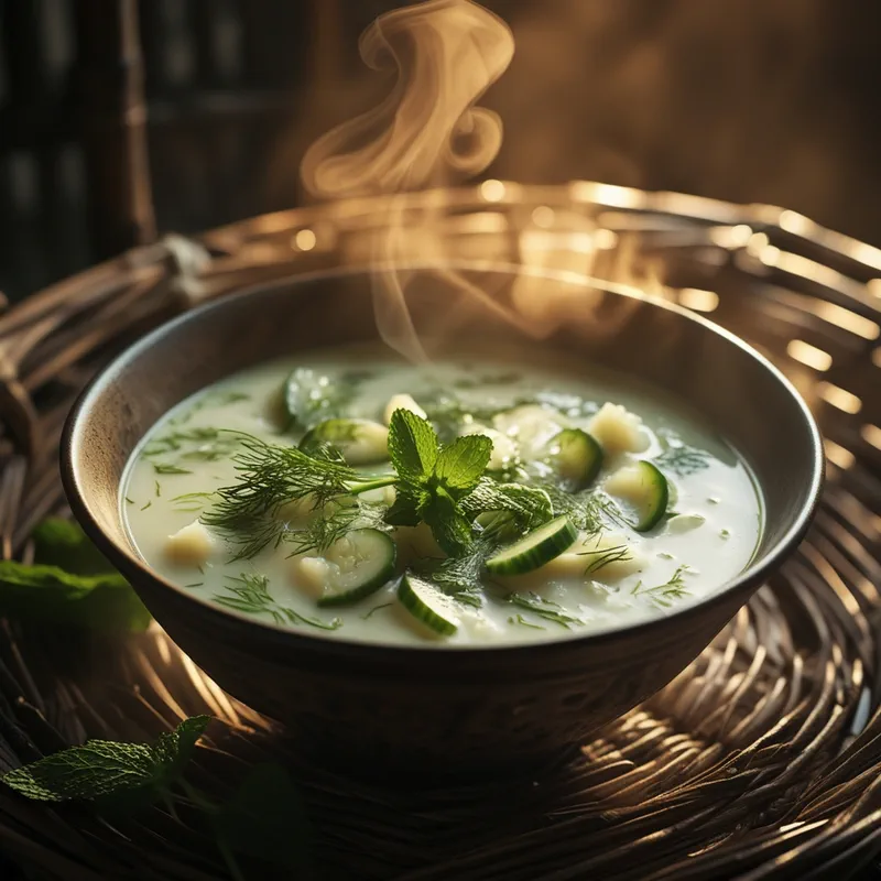 آش دوغ مازندرانی: راز طعمی خاص از آشپزی سنتی در 7 گام ساده 3 تزیین و طعم نهایی آش دوغ مازندرانی