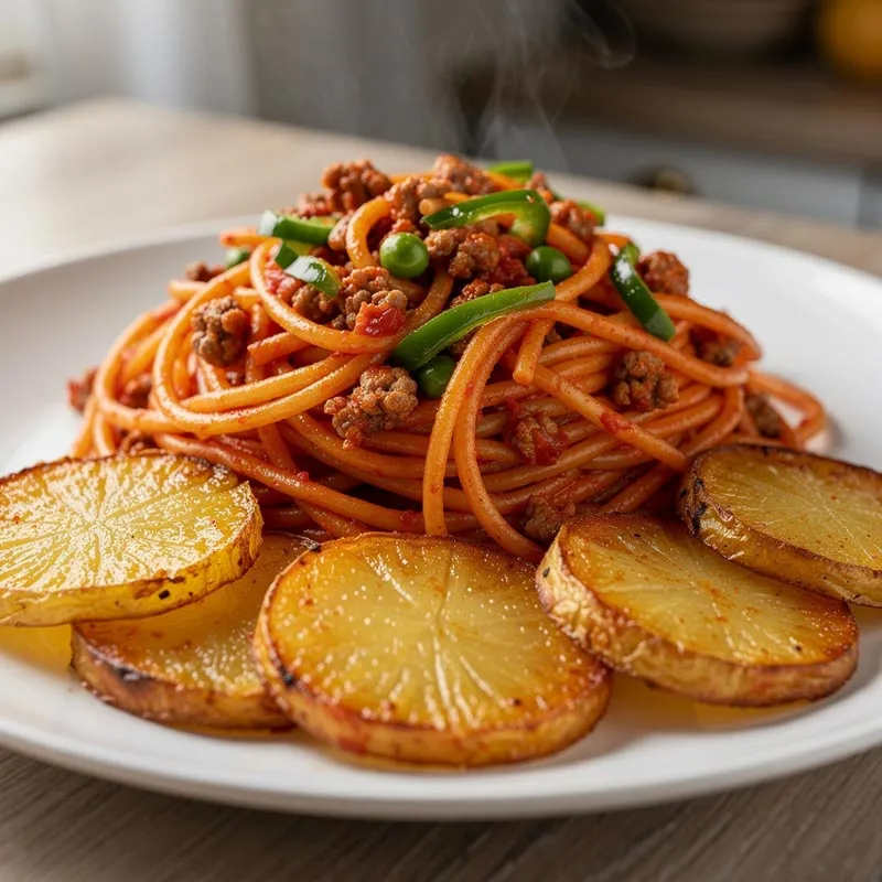 دم کشیدن ماکارونی مجلسی با ته‌دیگ طلایی و برشته