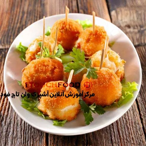 Several types of finger food with chicken
