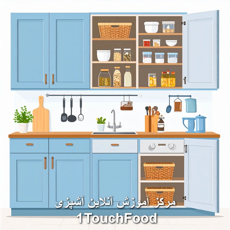 چیدمان کابینت آشپزخانه: رمز یک فضای منظم و کاربردی 8 راهنمای کاربردی برای چیدمان اصولی کابینت آشپزخانه