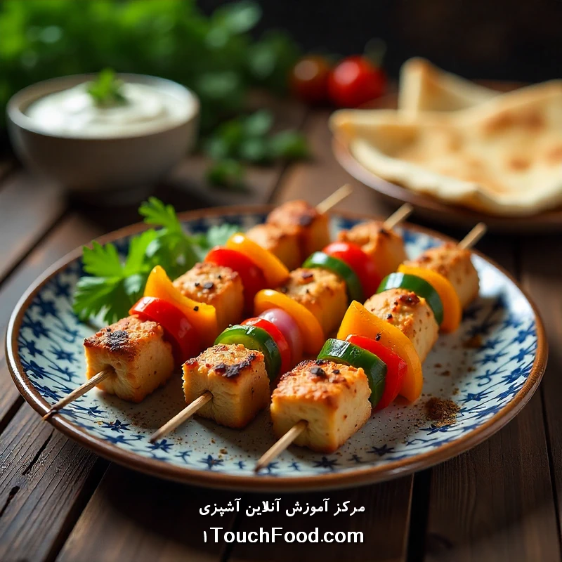 Diversas receitas de kebab de frango árabe
