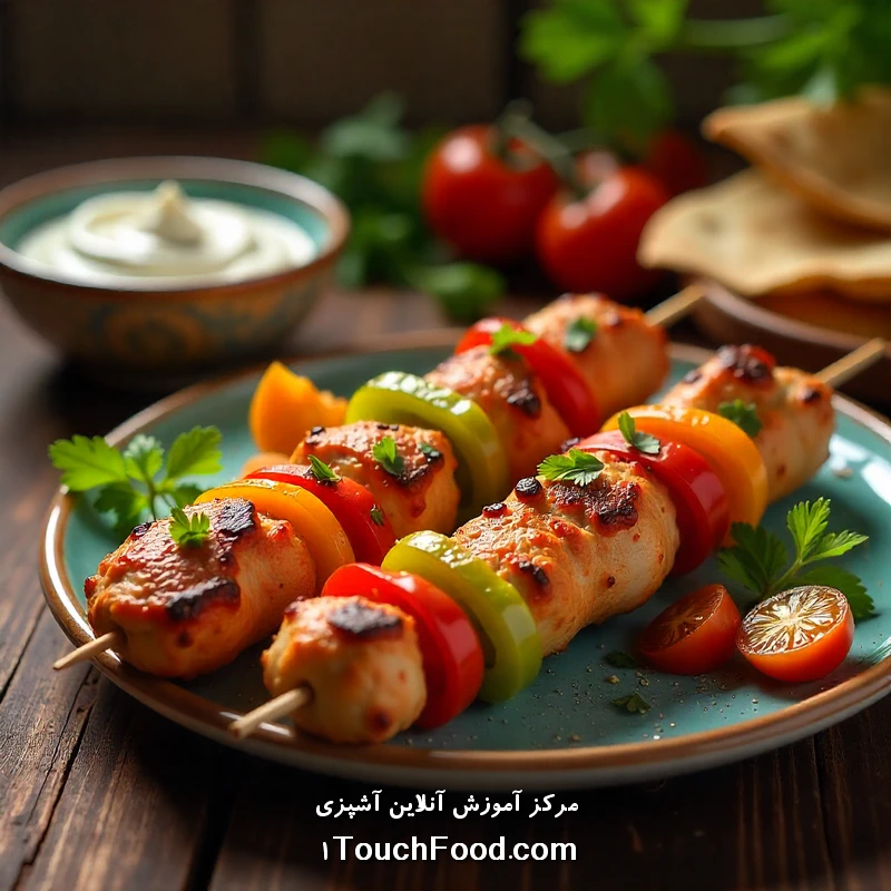 Diversas receitas de kebab de frango árabe