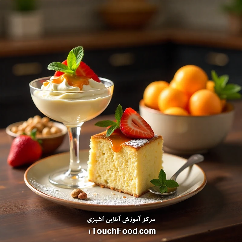 کیک قاشقی بدون ماست | آموزش طرز تهیه فوری نرم در 40 دقیقه ای 5 سرو در ظروف خاص