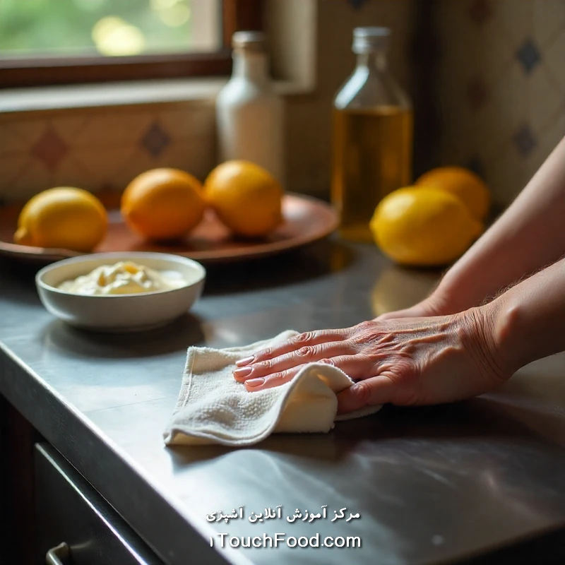 تمیز کردن لوازم استیل | آموزش بهترین روشها برای براقیت و دوام 1 استفاده از جوششیرین برای از بین بردن لکههای سخت