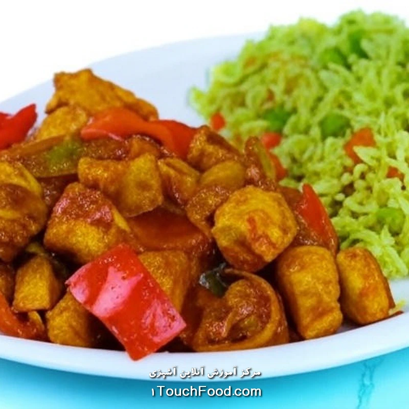 مرغ و برنج چینی با سبزیجات