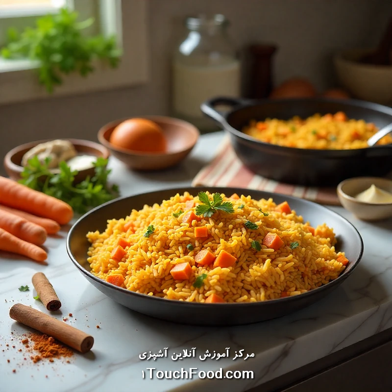 طرز تهیه انواع پلو مخلوط با مرغ | 10 مدل خوشمزه و مجلسی 5 هویج پلو با مرغ و ادویههای گرم