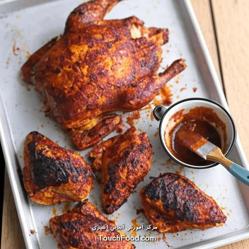 چلو مرغ کبابی با سس باربیکیو