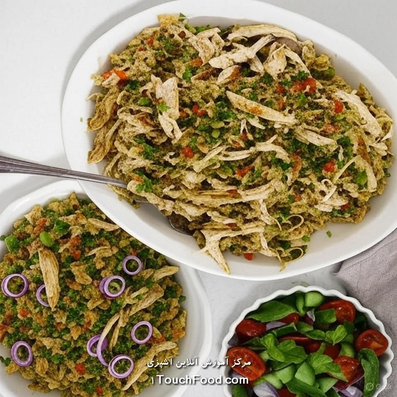 چلو مرغ مدیترانه‌ای با سبزیجات