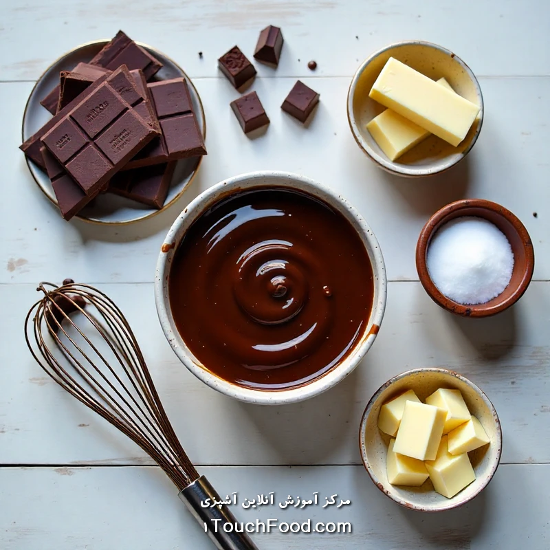 مراحل تهیه سس شکلاتی براق