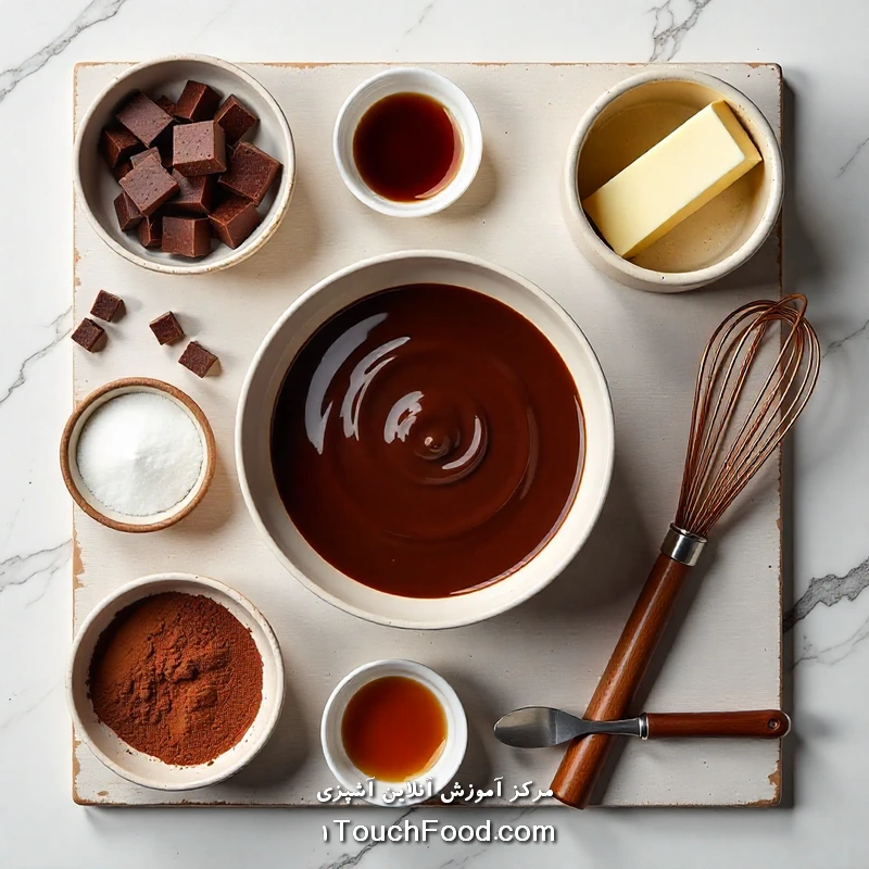 مراحل تهیه سس شکلاتی براق