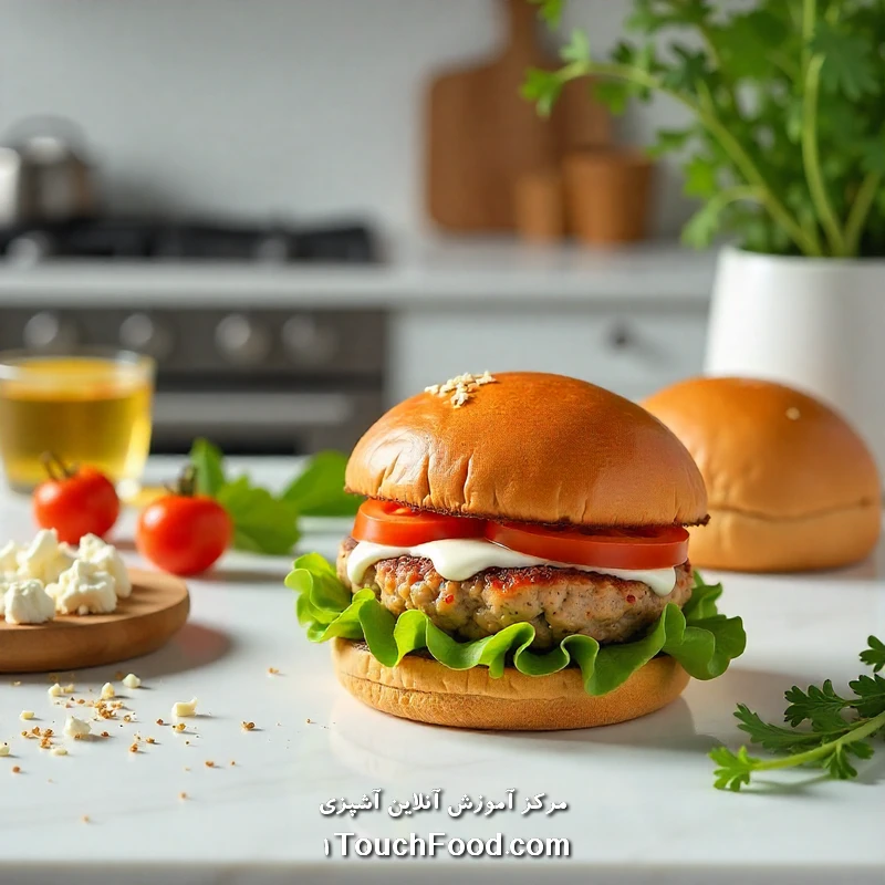 برگر بوقلمون مدیترانه‌ای