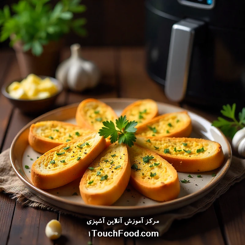 طرز تهیه نان سیر با هواپز | خوشمزه و بدون روغن 10 دقیقه ای 1 مواد لازم برای تهیه نان سیر با هواپز