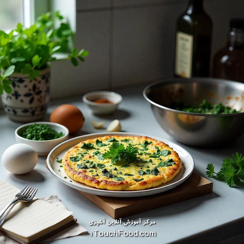 مراحل تهیه کوکو سبزی با هواپز