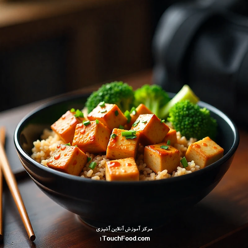 رسپی ۷: توفو سرخ شده با بروکلی و برنج قهوه ای