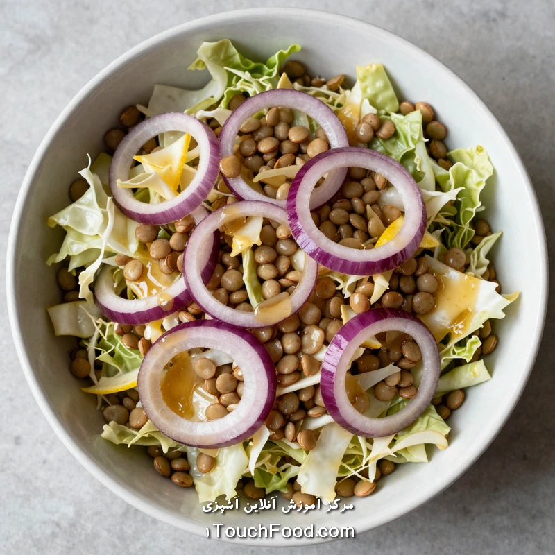 سالاد عدس و کلم تازه در سالادهای سالم فصل