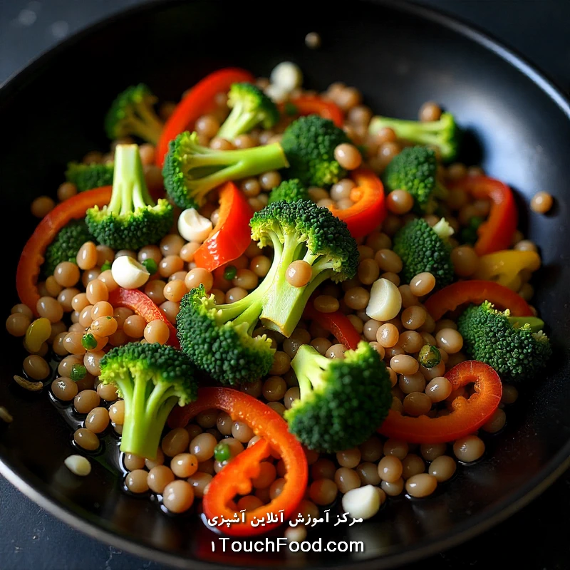 خوراک عدس و کلم تفت داده در وعده های بدون گوشت دلچسب