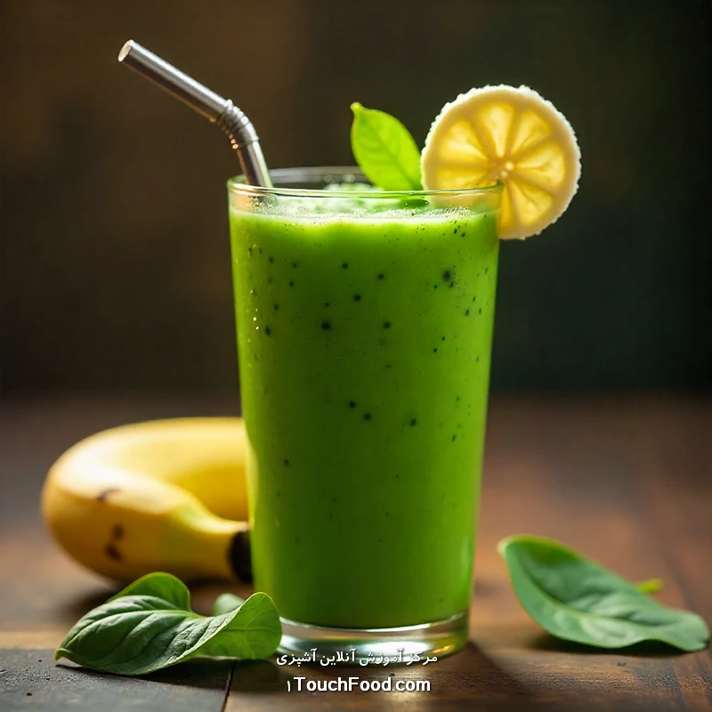 اسموتی صبحانه اسفناج و موز ارگانیک (انرژی زای سریع و کم کالری)