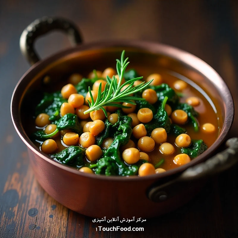 خوراک اسفناج و لوبیا چیتی ارگانیک (گیاهی، پروتئینی و گرم)