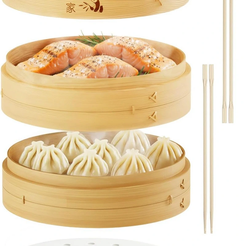 Prime Home Direct Bamboo Steamer Basket 10-Inch